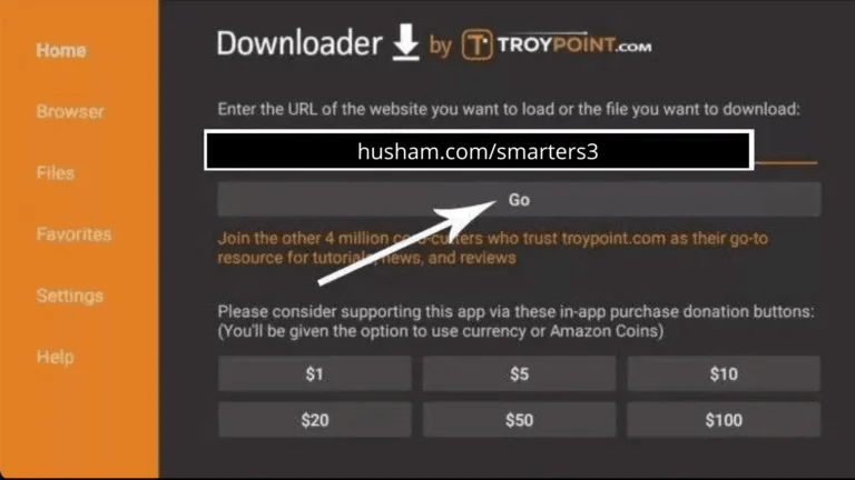 ig iptv Fire TV Stick passo 16 – Inserisci l'URL dell'APK