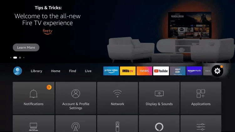 ig iptv Fire TV Stick passo 7 – Vai alle Impostazioni